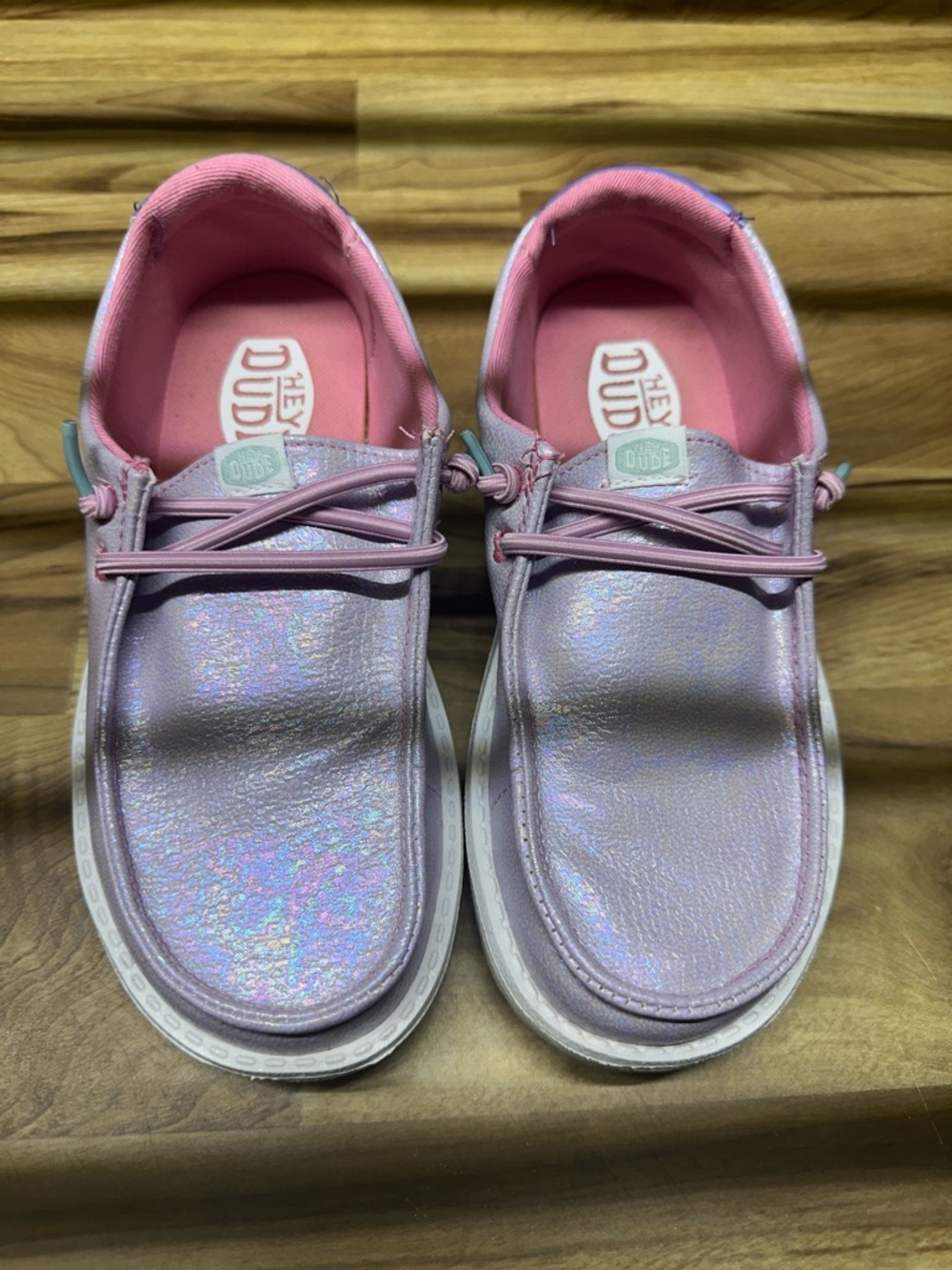 Hey Dude Kids Pink Iridescent Slip-On Sneakers